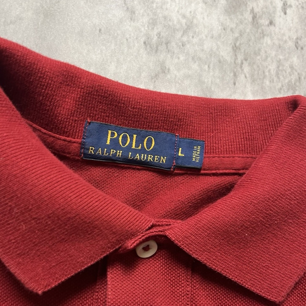 Polo Ralph Lauren Long Sleeve Red Button Polo - 100% Cotton - W/ Pony Mens Large - Picture 4 of 9